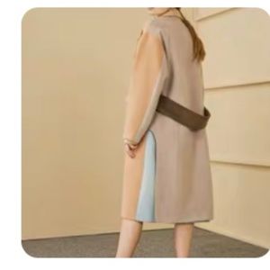 autumn and winter colorblock woolen coat